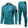 Real Madrid Ensemble Sweat d'Entraînement Quarter-Zip 21-22 Bleu Clair Blanc Pour Homme